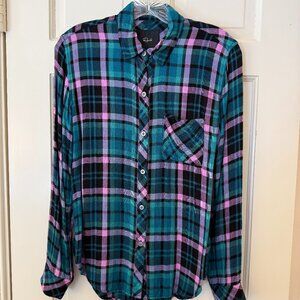 Worn once! RAILS Hunter plaid shirt size XS in Aqua Lilac (Button Down) (Flannel
